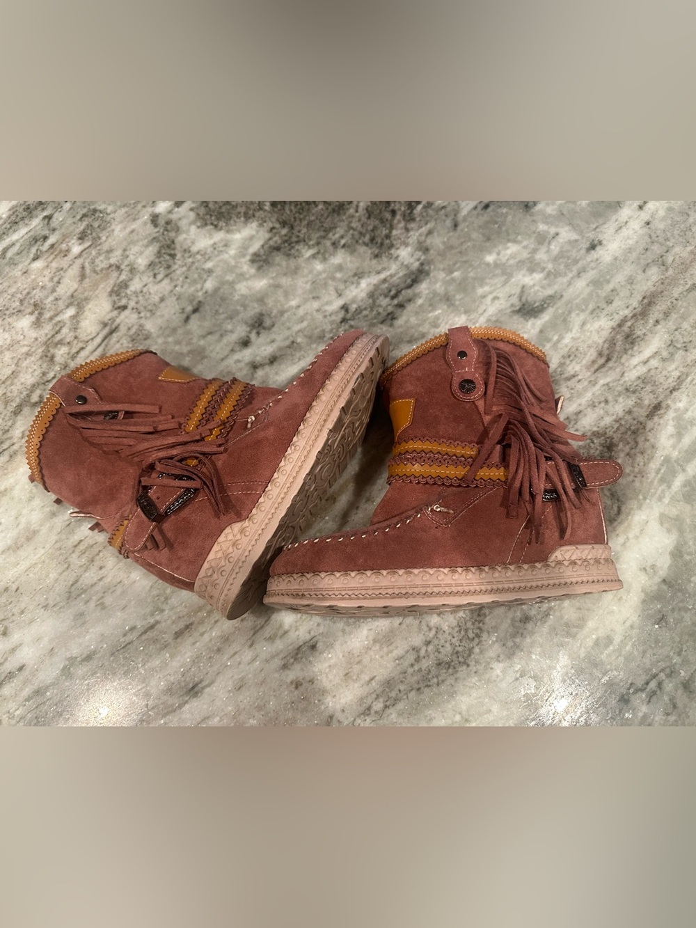 Brown Suede Fringe Boot